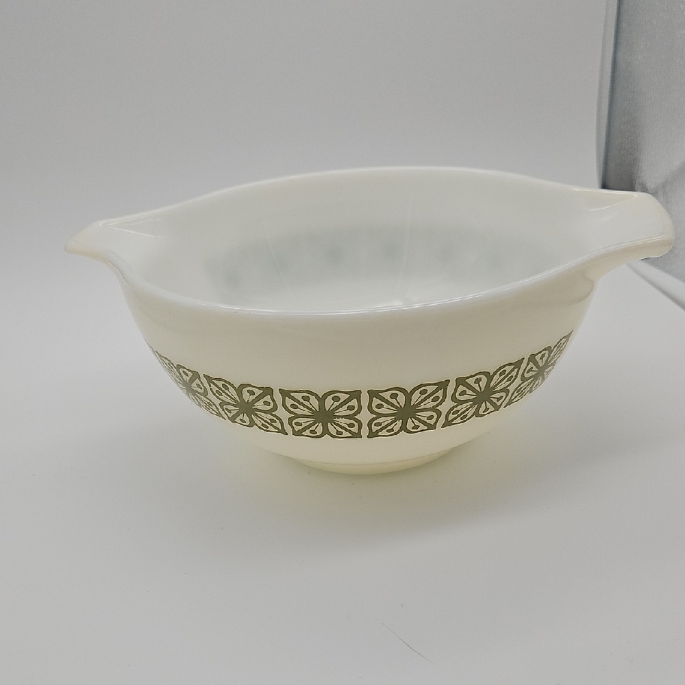 Pyrex White Milk Glass Bowl with Embossed Logo